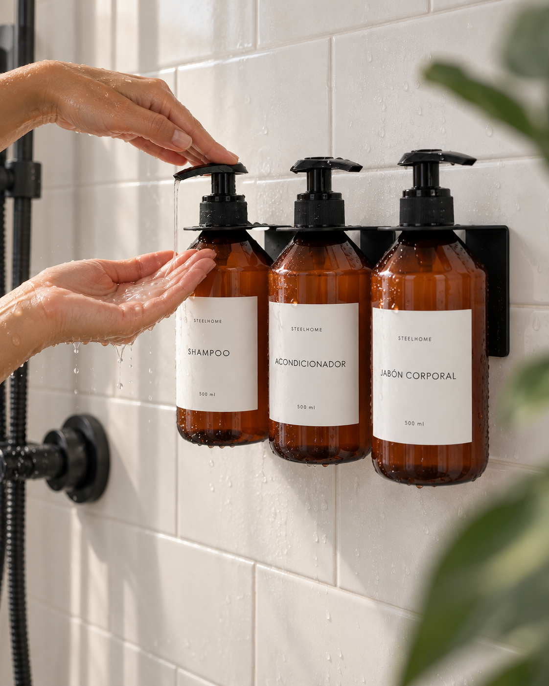 kit organizador de ducha individual con dispensadores