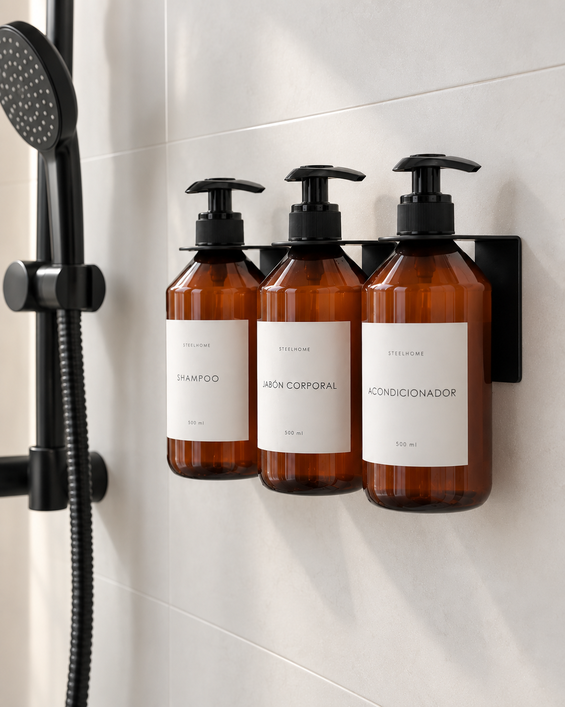 kit organizador de ducha individual con dispensadores