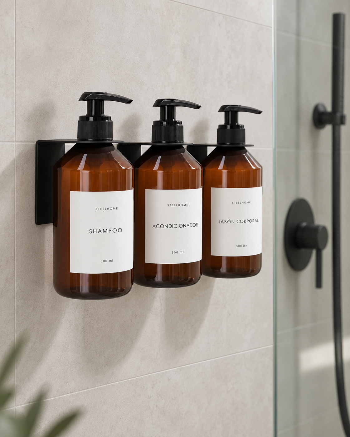 kit organizador de ducha individual con dispensadores