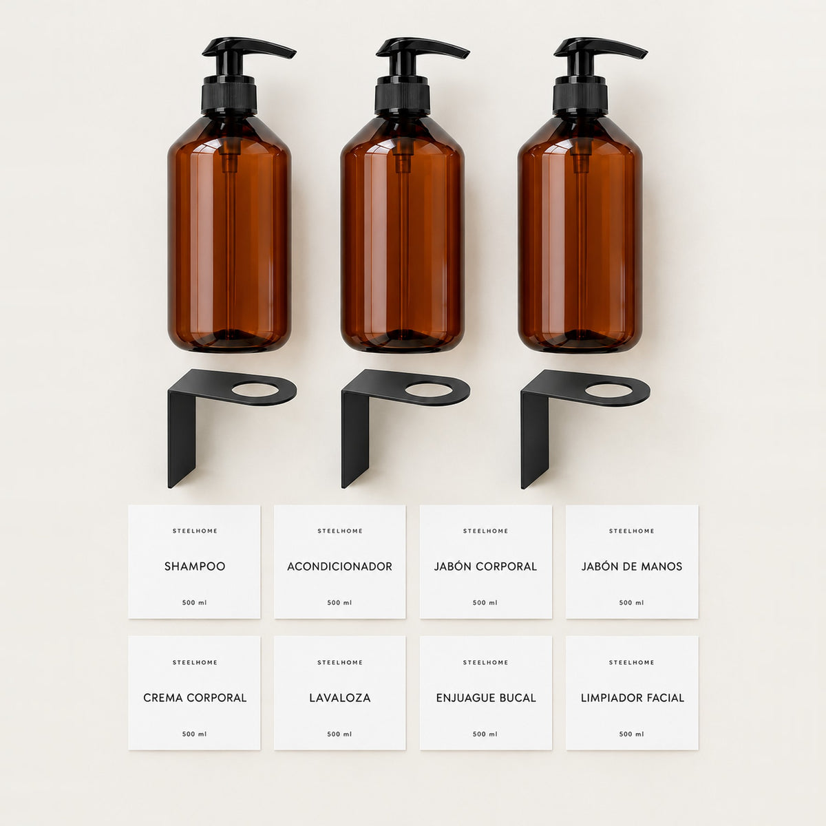 kit organizador de ducha individual con dispensadores